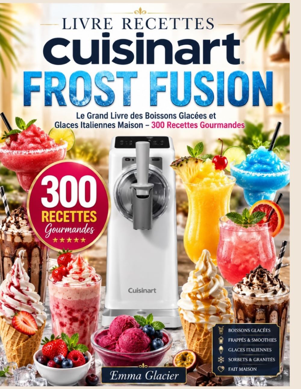 LIVRE RECETTES cuisinart FROST FUSION: Le Grand Livre des Boissons Glacées et Glaces Italiennes Maison – 300 Recettes Gourmandes