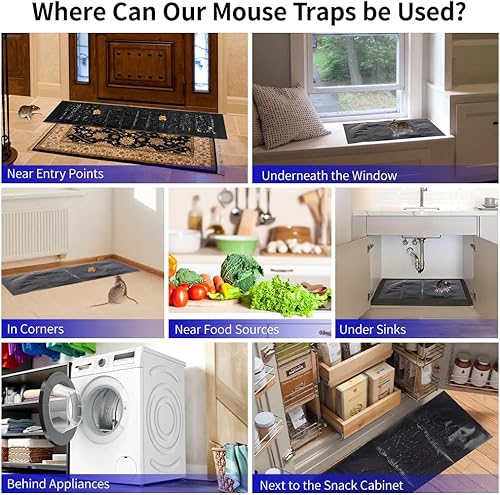 Miniatura 6 de Paquete de 6 trampas grandes para ratas de 47 x 11 pulgadas, trampas adhesivas resistentes para ratones en interiores, trampas de serpiente extra