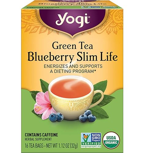 Miniatura 1 de Yogi Tea Green Tea Blueberry Slim Life Tea  16 bolsas de té por paquete (4 paquetes)  Té orgánico para apoyar la resistencia y la energía  Incluye