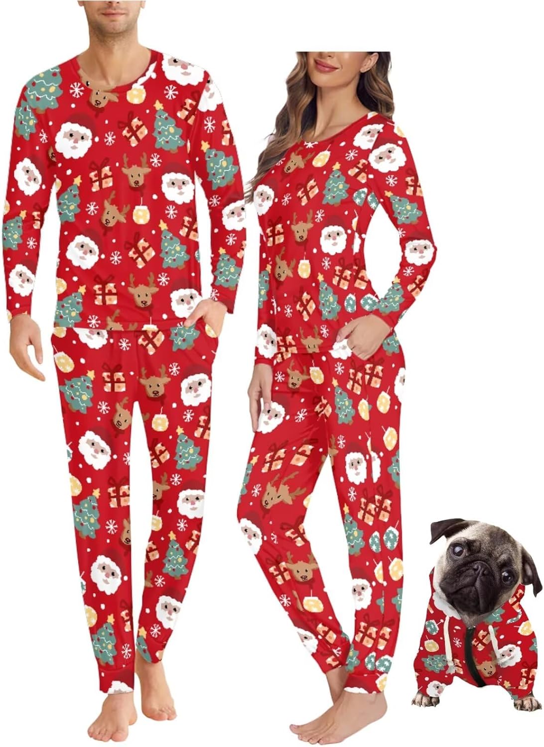 Dog and Owner Matching Pajamas Hoodies for Dogs and Humans Windproof Sleep Sets with Pockets Plus Size