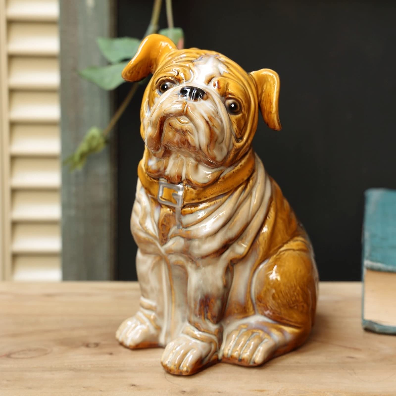 Dytartzx Yellow Handcrafted Ceramic Bulldog Artificial Sculpture Home Decor Arts Gift Desktop Statue Ornament
