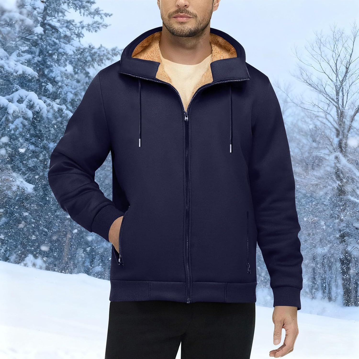 Zip-Up Hoodies For Men Long Sleeve Fall Winter Hooded Sweatshirts Regular Fit Comfort Loungewear With Pockets For Casual Wear