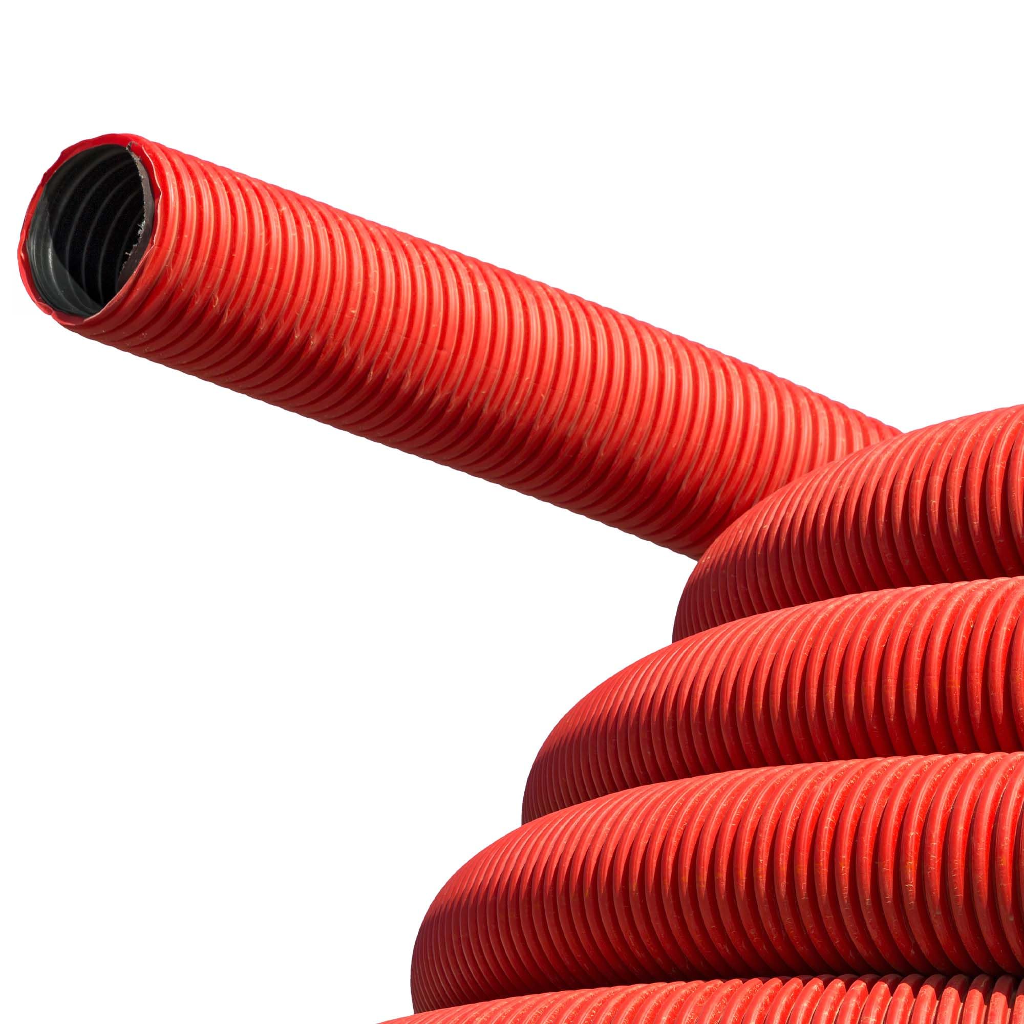 tecuro Rura ochronna na kabel z polietylenu, średnica zewnętrzna 40 mm, średnica wewnętrzna 30 mm, 25 m, czerwona, uziemienie zgodnie z DIN EN 50086-2-4