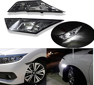 AutoJoy Club JDM Smoked Lens White Full LED Bulb Front Side Marker Light Compatible With 2016-2021 10th Gen Honda Civic, Powered by 90-SMD LED, Replace OEM Sidemarker Lamps
