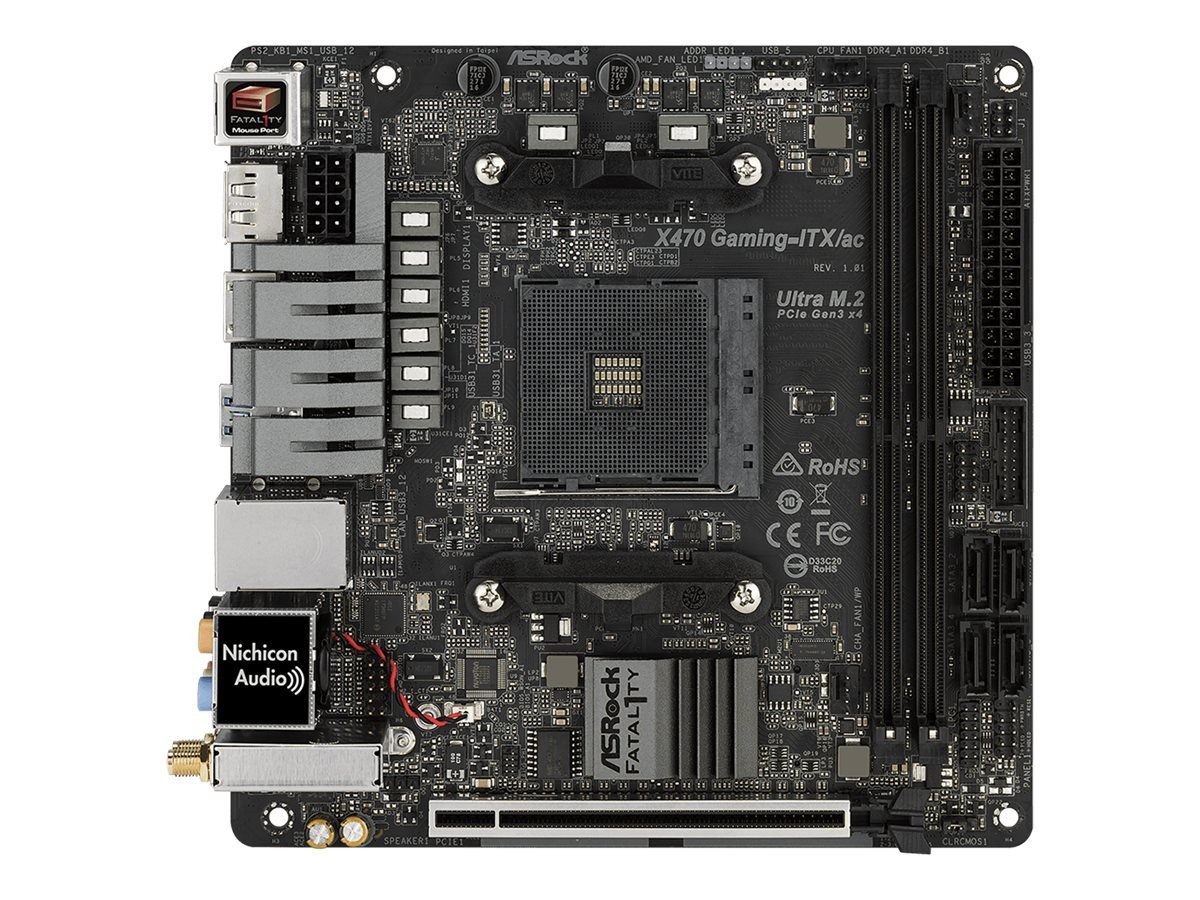 ASRockX470 Gaming-ITX/AC 90-MXB7K0-A0UAYZ main board, black