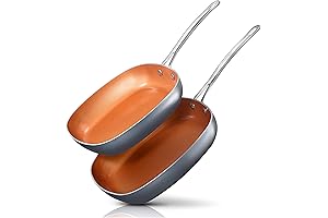 GOTHAM STEEL 2 Pc Nonstick Square Frying Pans with Ceramic Coating