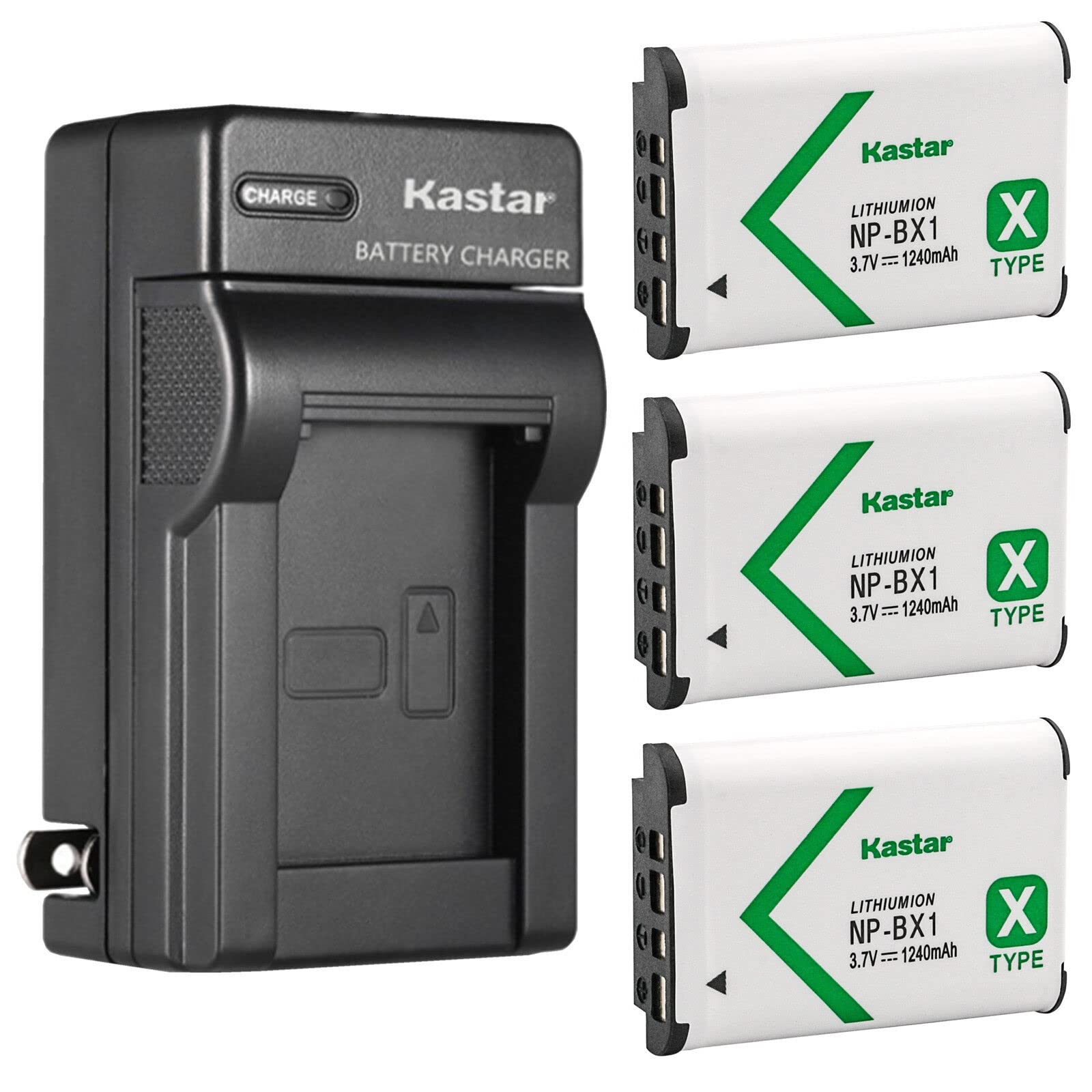 Kastar 3-Pack NP-BX1 Battery and AC Wall Charger Replacement for Sony ZV-1 Vlogging Camera, ZV-1F Vlogging Camera, Sony ZV-1 II Digital Camera, Hasselblad Stellar Special Edition Digital Camera