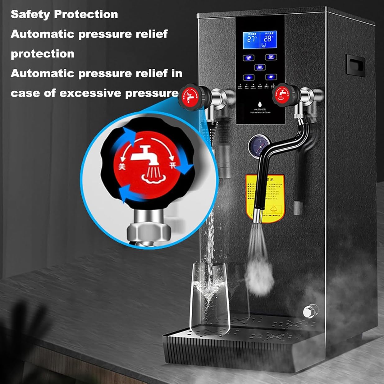 Espumador de leche eléctrico 4 en 1, de acero inoxidable, de 12 l, con pantalla táctil LED, para café con leche, capuchino y leche de frutos secos, color negro.