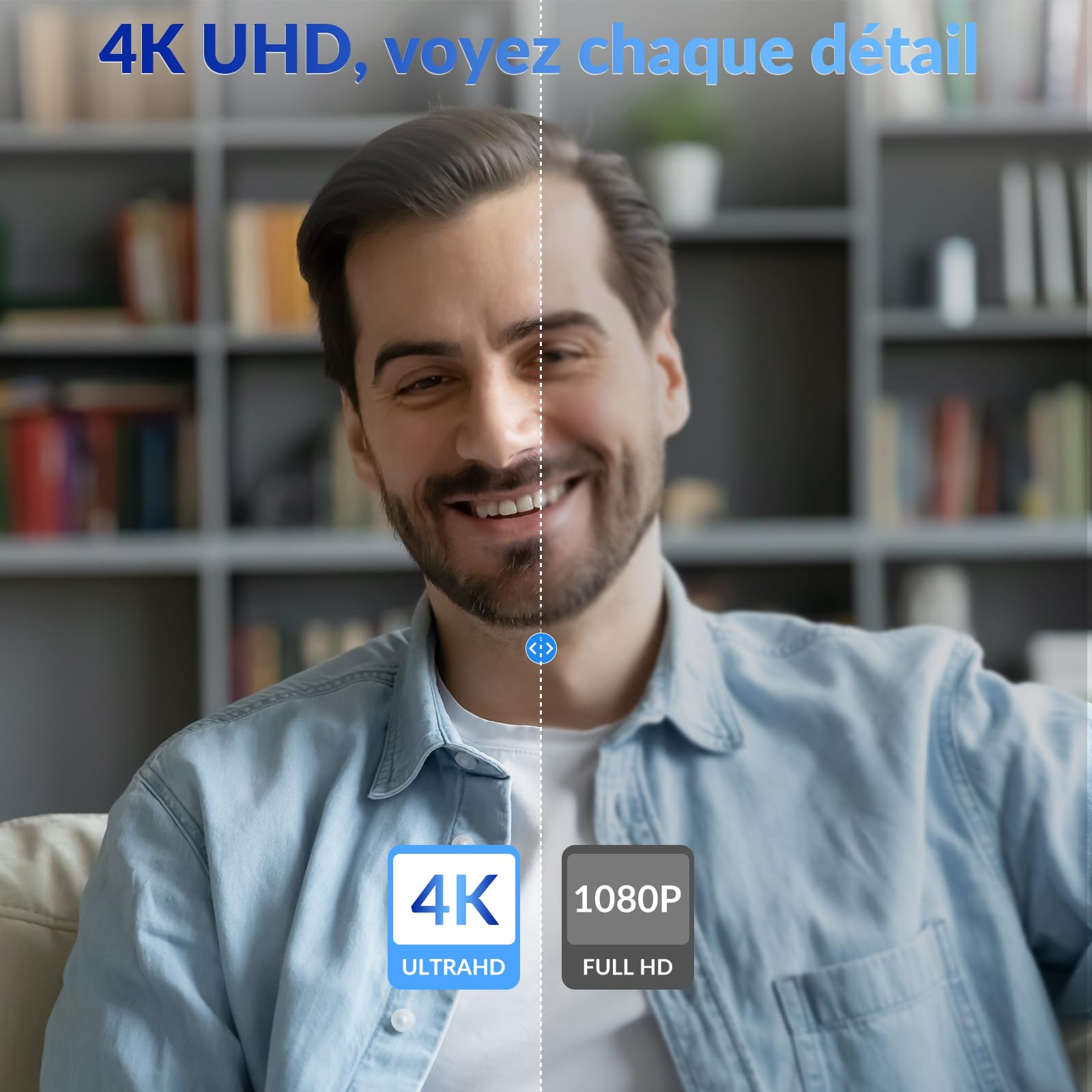 Webcam 4K UHD avec Autofocus Ultra-Rapide PDAF+CDAF, 1080P@60FPS, Microphones à Réduction de Bruit, Lumière Auto-Adaptée, USB Plug & Play, Cache de Confidentialité, Angle de Vue 79°