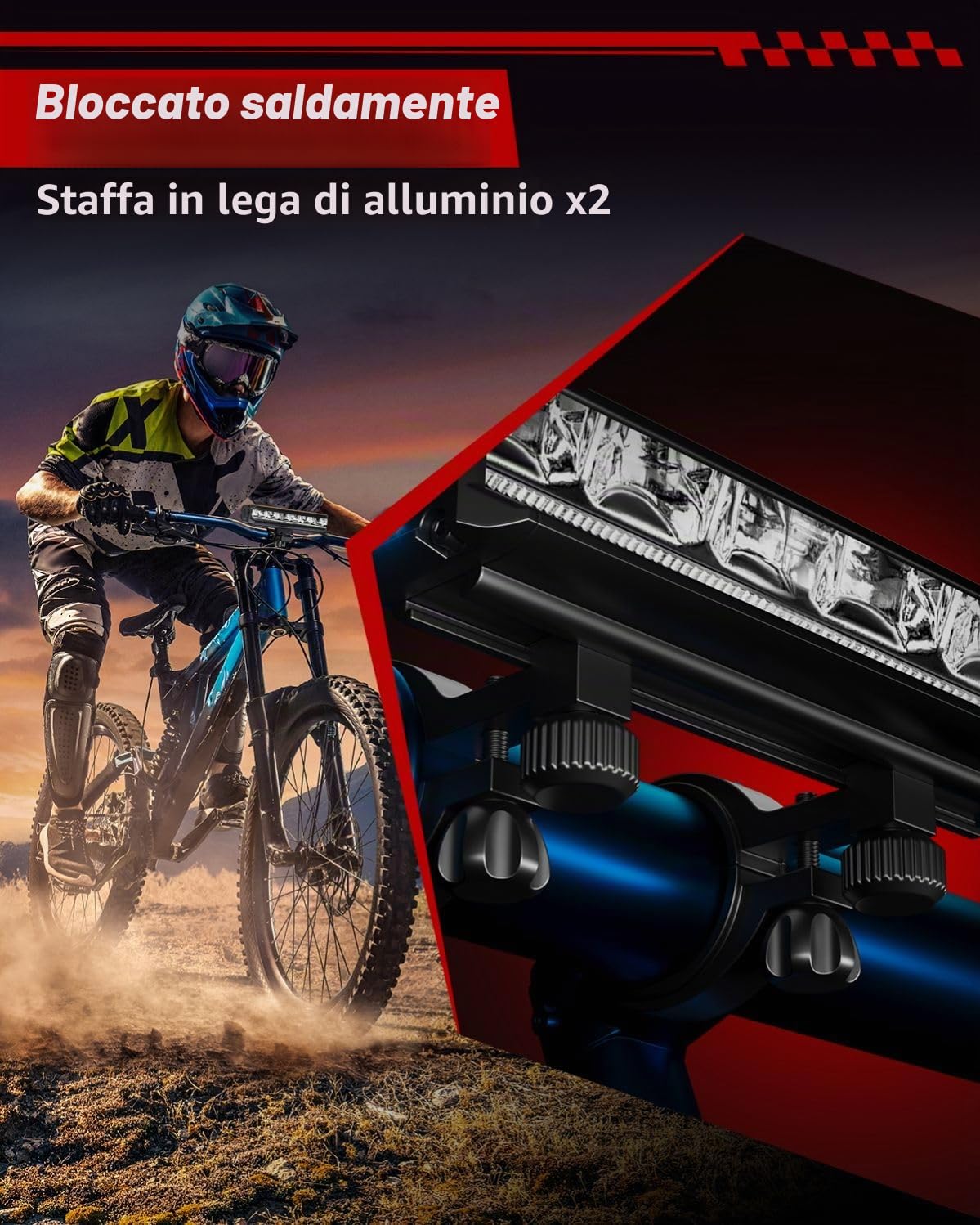 POSUGEAR Luci Bicicletta LED Accessori, Luce Bici Ricaricabili USB Anteriore e Posteriore, IPX5 Fanale Bici Torcia per MTB Corsa Monopattino Elettrico Ebike Adulto