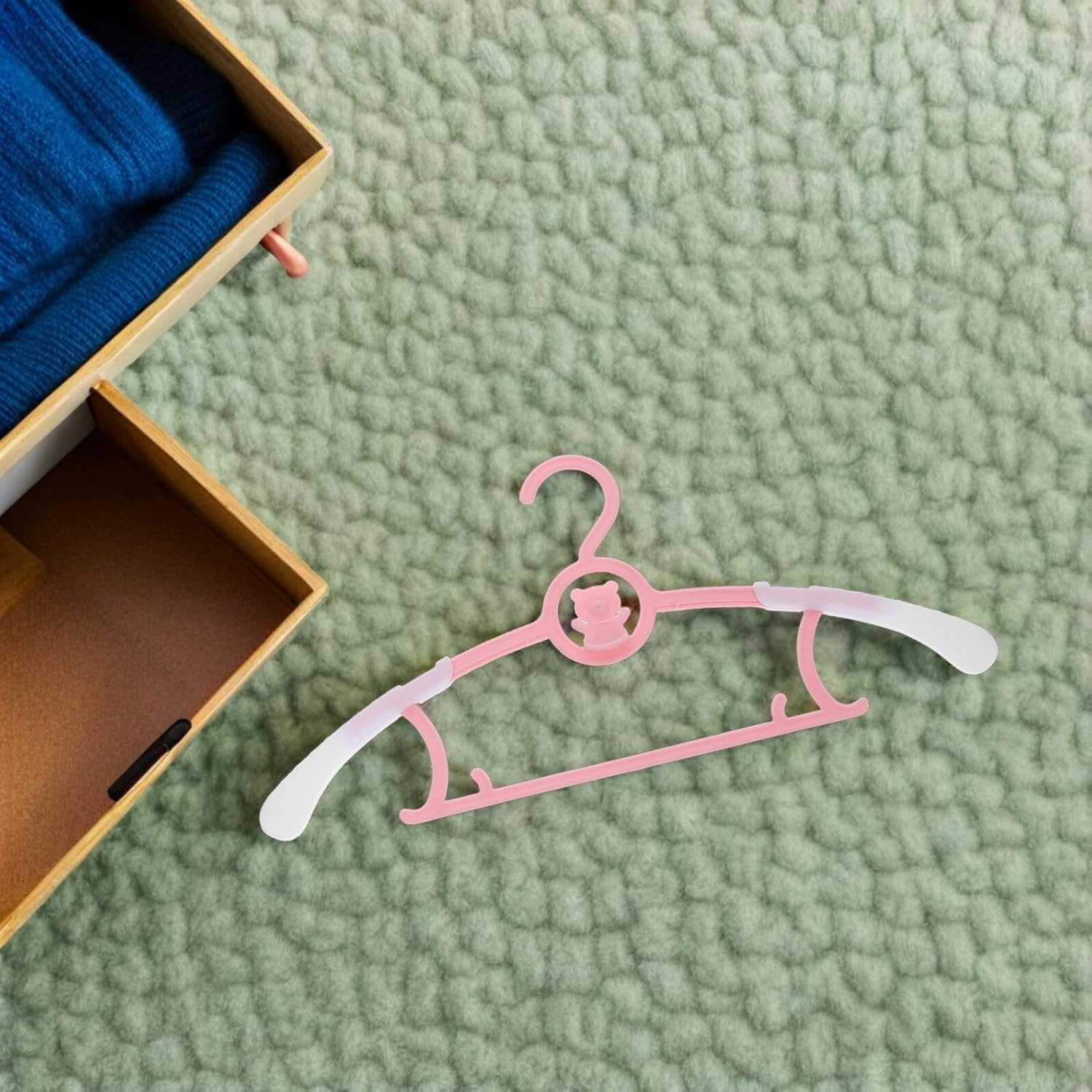 40pcs Expandable Non-Slip Plastic Clothes Hangers, Nursery Closet Organizer for Newborn Boys, Travel-Friendly Garment Storage in Pink Blue Yellow Green