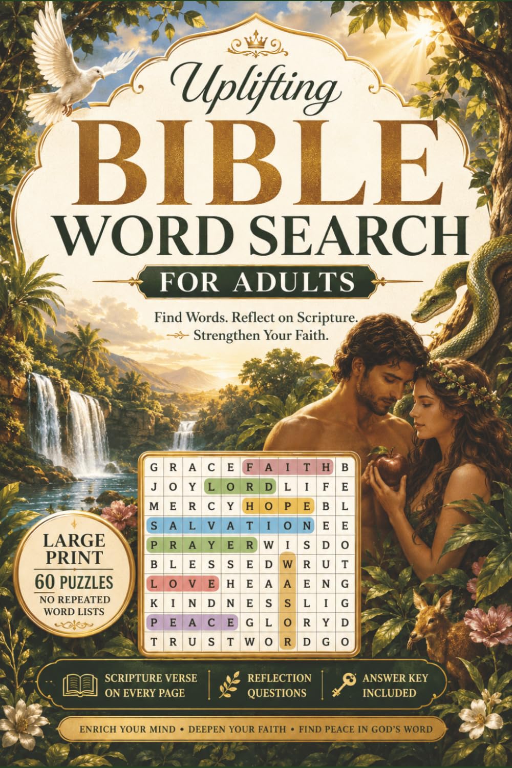 Uplifting Bible Word Search for Adults & Seniors: Bible Word Search for Adults Large Print Christian Puzzles with Bible Verses, Mindful Reflection ... Peaceful Faith-Based Activities for Seniors