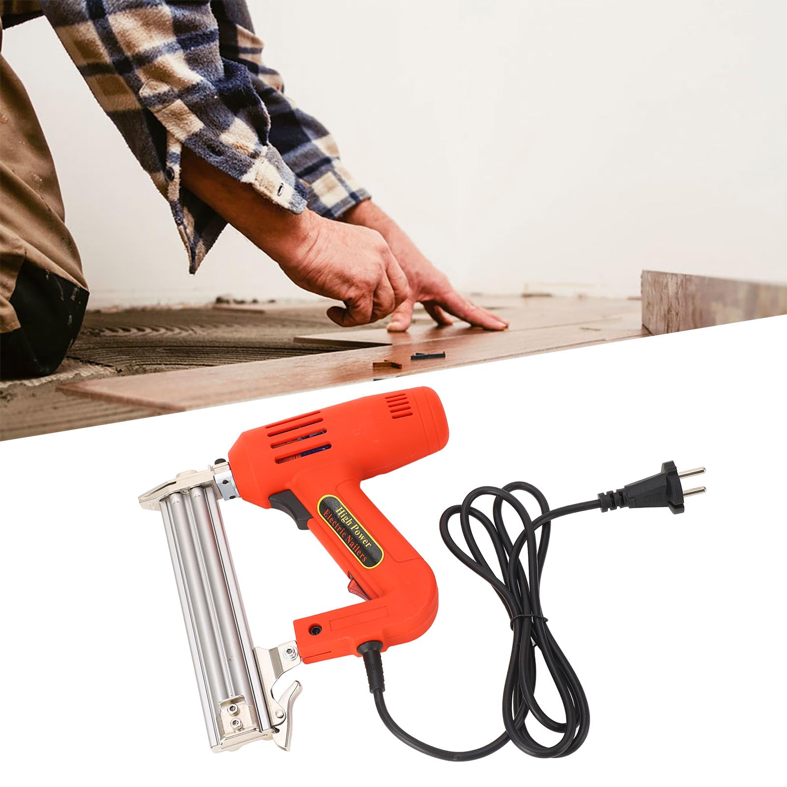 Hyuduo Pistola de Clavos Eléctrica 2200W para Carpintería con 100 Clavos F30 y Enchufe UE - Alta Potencia y Accesorios Incluidos