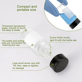 Kesell Glass Vials 20ml - 28 Pack with Screw Caps for Essential Oil, Small Sample Bottles - Clear Borosilicate Glass, Small Vials with Lids