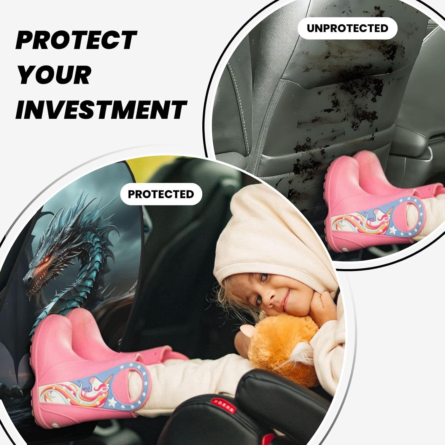 2 Pack Kick Mat Back Seat Protector Car Back Seat Cover For Kids Feet image 5
