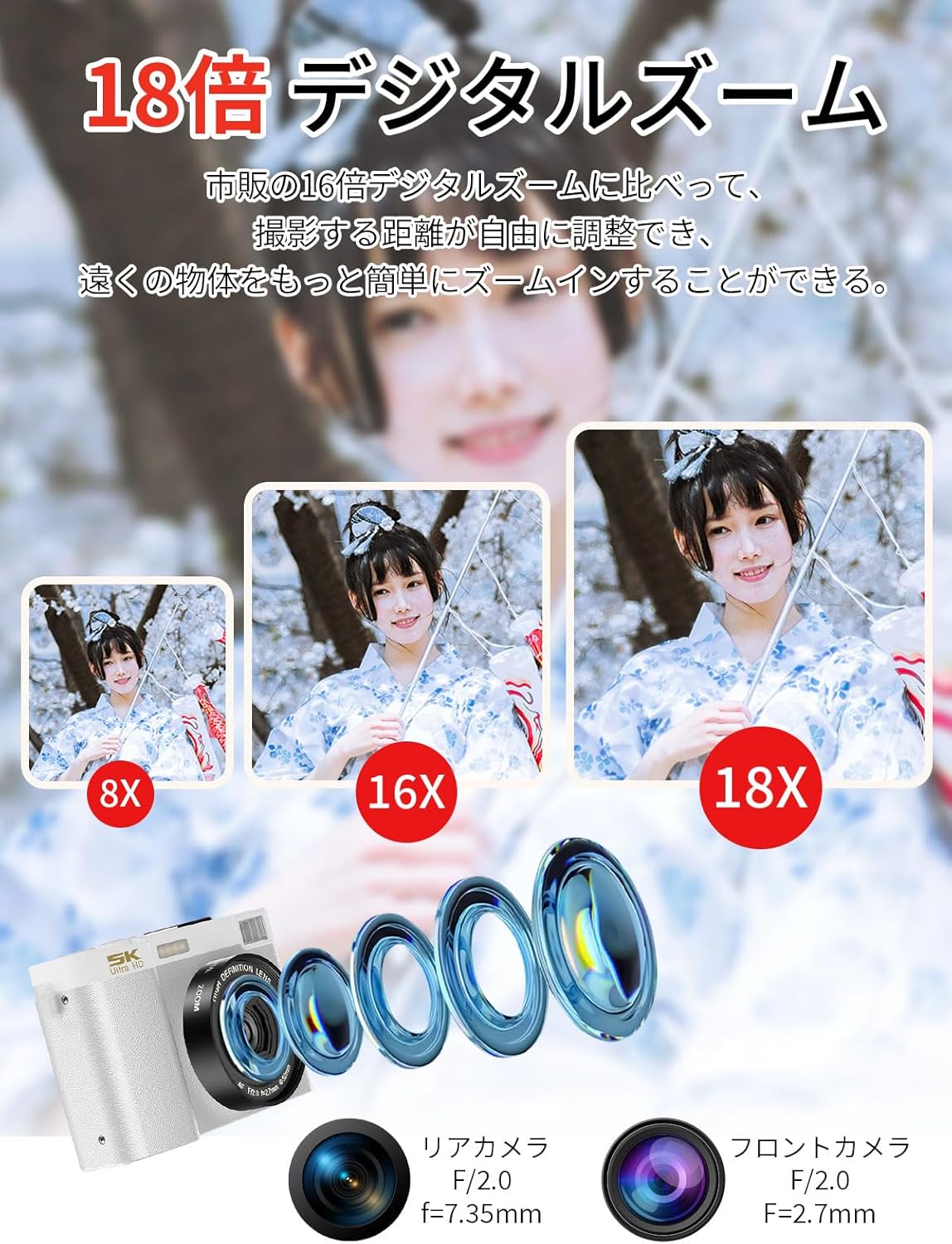 デジカメ 5K デジタルカメラ 5K録画 7500万画素 Wi-Fi機能 18倍 楽天市場】【5K新発売】デジカメ デジタルカメラ 4K 5k wifi対応