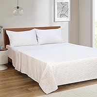 Vista 5 de Mejoroom Sábanas a rayas tamaño completo - sábanas de lujo de 1800 hilos con bolsillo profundo de 16 pulgadas, colección de ropa de cama de alta