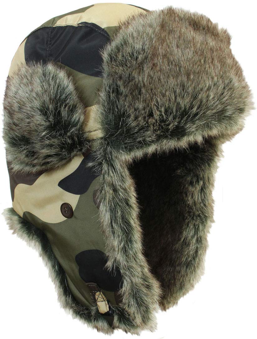 Faux Fur Camo Coloured Ushanka Style Hat (Medium (56/57))