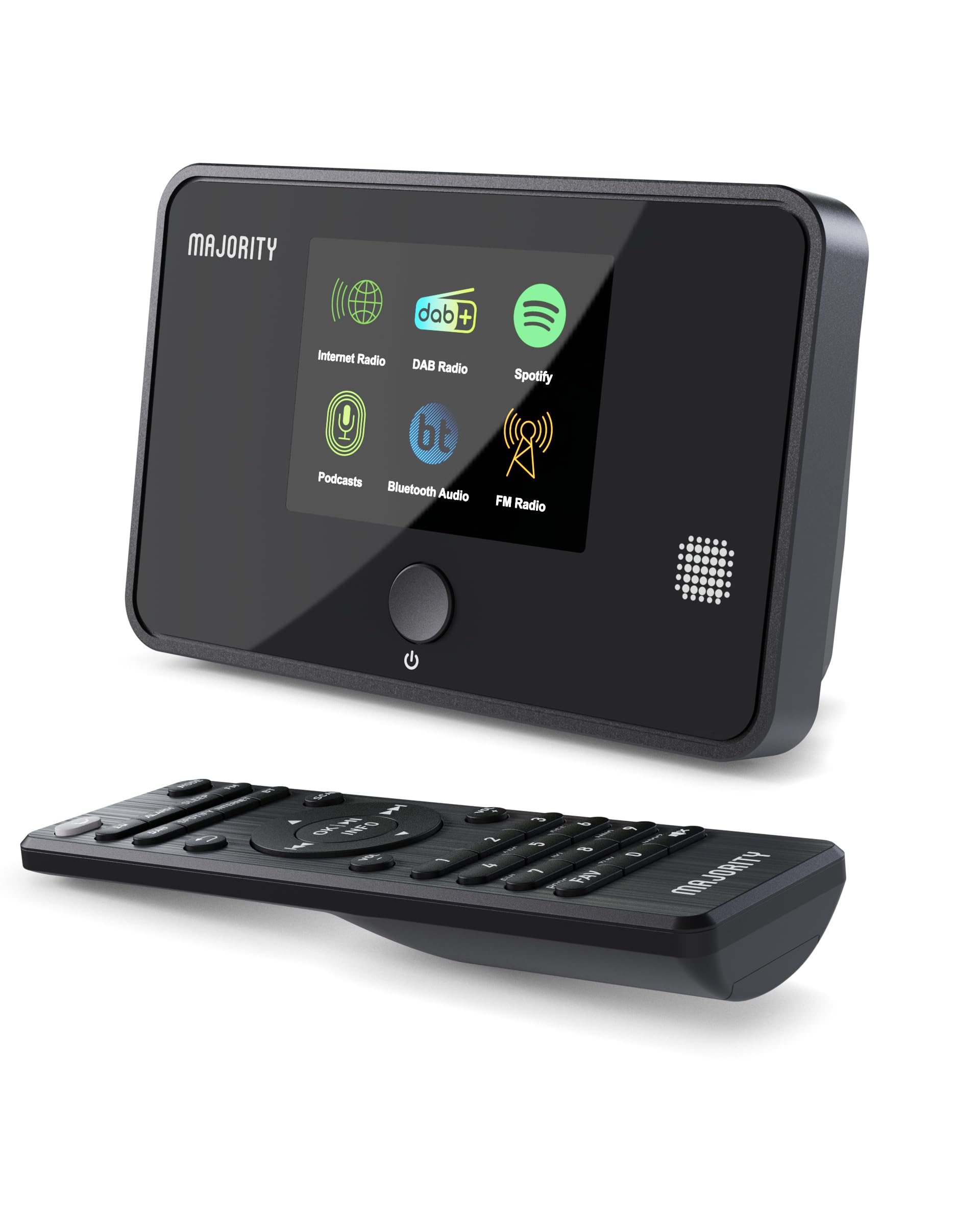 Tuner Radio Internet WiFi | Adaptateur Radio Dab Plus | Spotify Connect et Podcasts | Bluetooth 5.2 Tuner Dab pour Chaine HiFi | Affichage en Couleur, Télécommande Incluse | MAJORITY Robinson