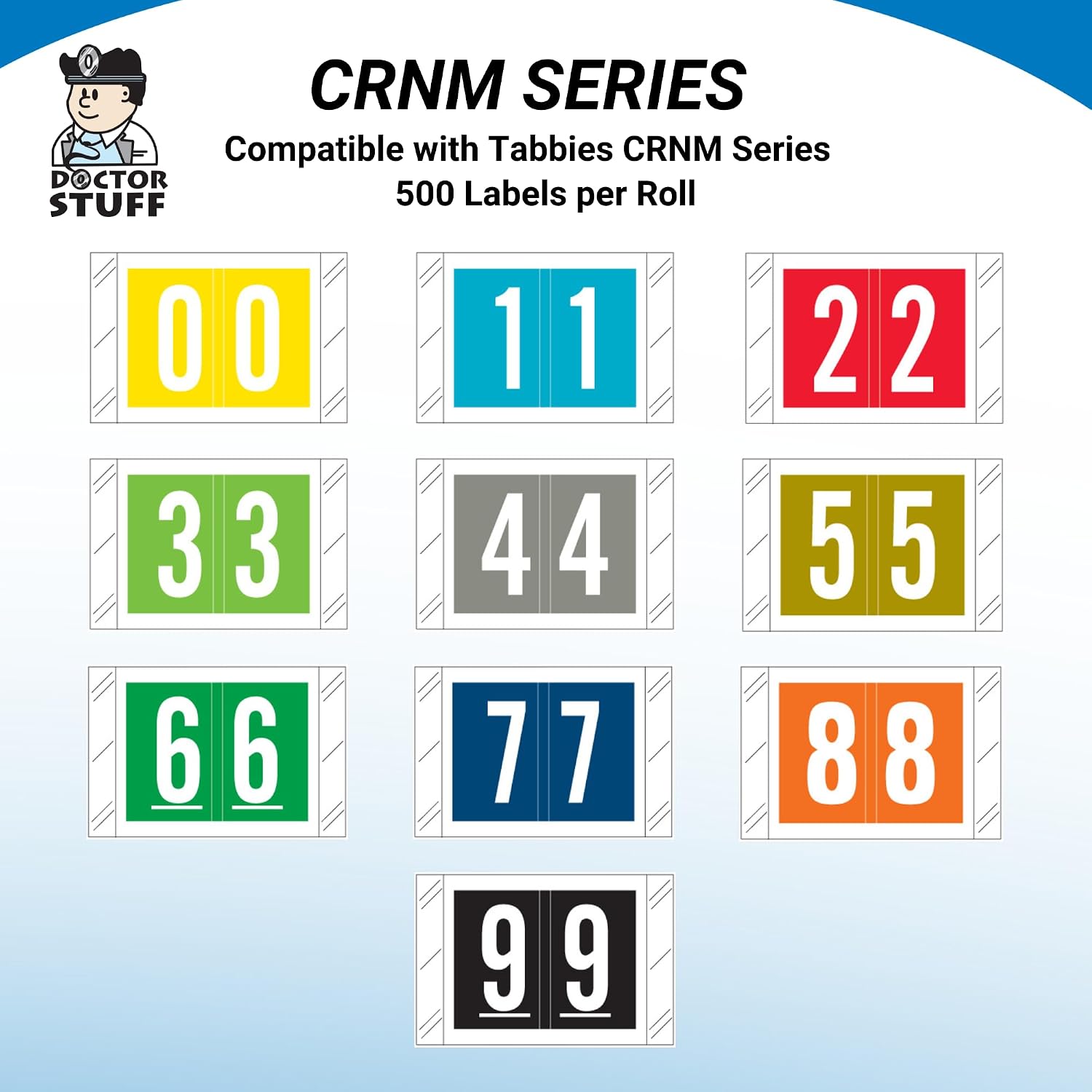 Doctor Stuff - File Folder Labels, Number 4, Tabbies 11000 Match - CRNM Series Chart Stickers, Gray, 1" x 1-1/2", #4, 500/Roll