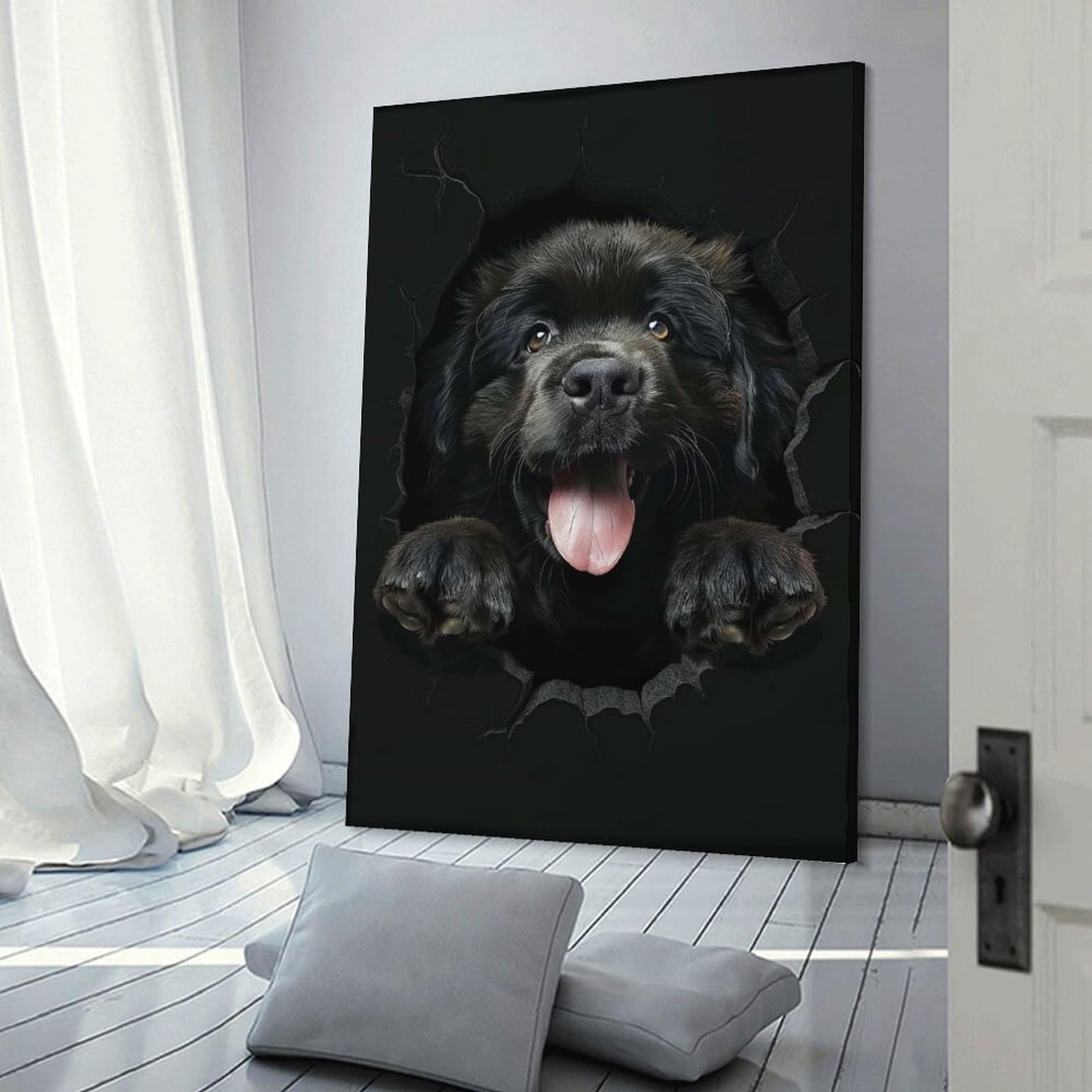 Junmoney Newfoundland Canvas Art Print, 24x36inch(60x90cm), for Wall Displays, Bedrooms Or Room Updates, Home Wall Art for Statement Displays
