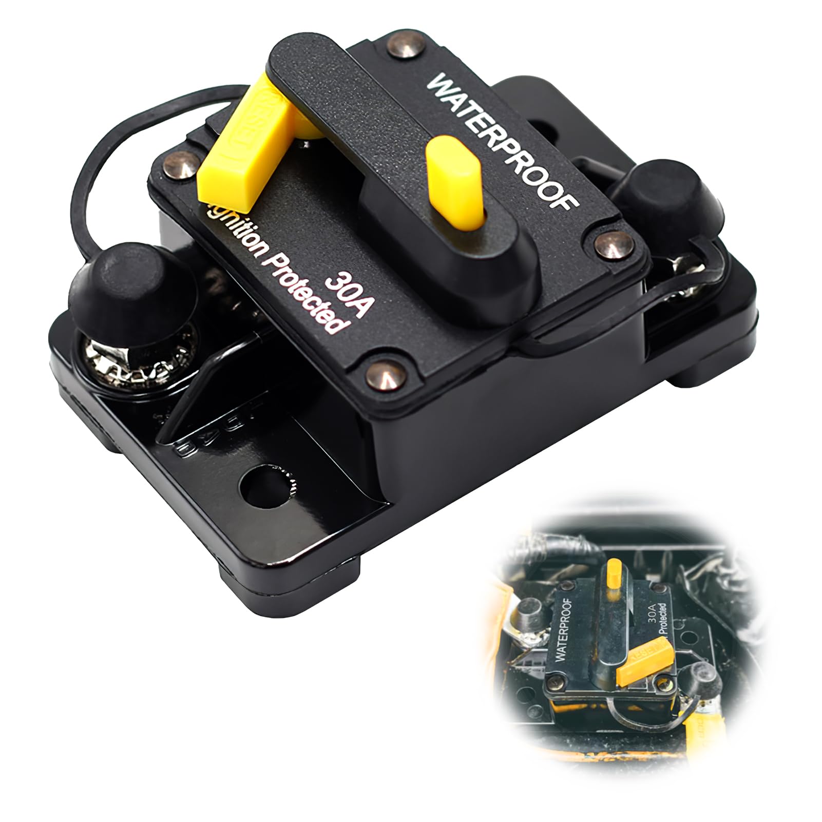 Disyuntor 30A Interruptor 30 AMP Fusible Inline Holder 12V-50V DC Botón de reinicio manual para sistema de amplificador de sonido de audio | Leroy Merlin