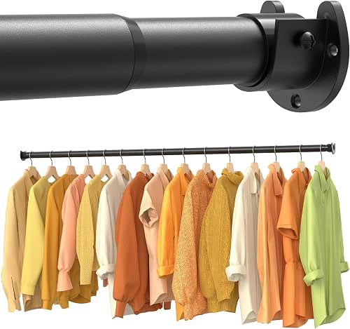 Closet Rods for Hanging Clothes, 17-69 Inch No-Cut Stepless Adjustable