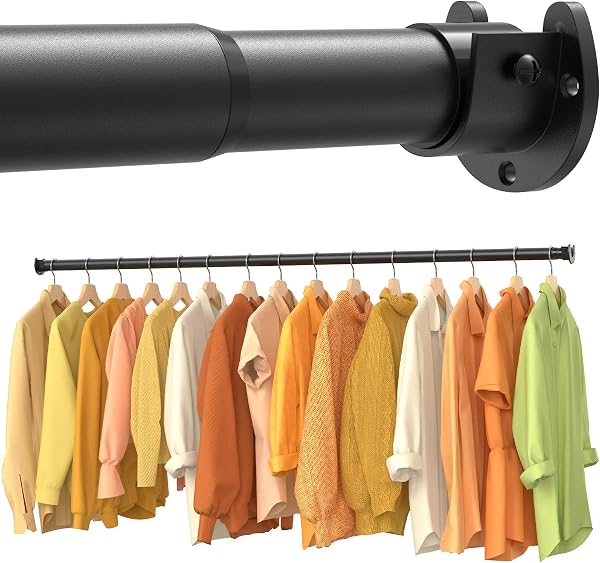 No-Cut Adjustable Closet Rod 17 to 84 Inches Black