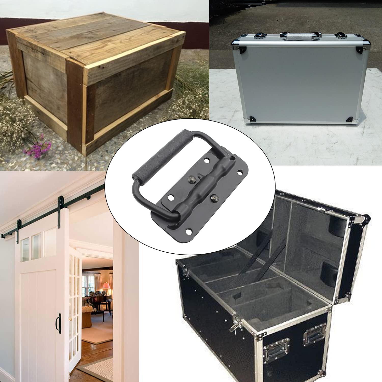 2 Pack Spring Loaded Pull Handles TTZEZE Surface Mount Chest Handle with Rubber Grip Handmade Chest Trunk Lifter — view 7