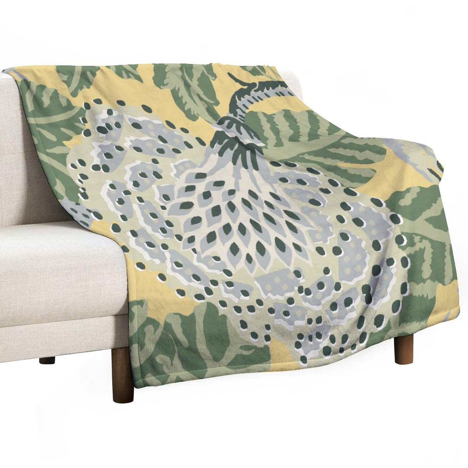 Couverture de lit cadeau maman père plaid floral vert bleu 127x152