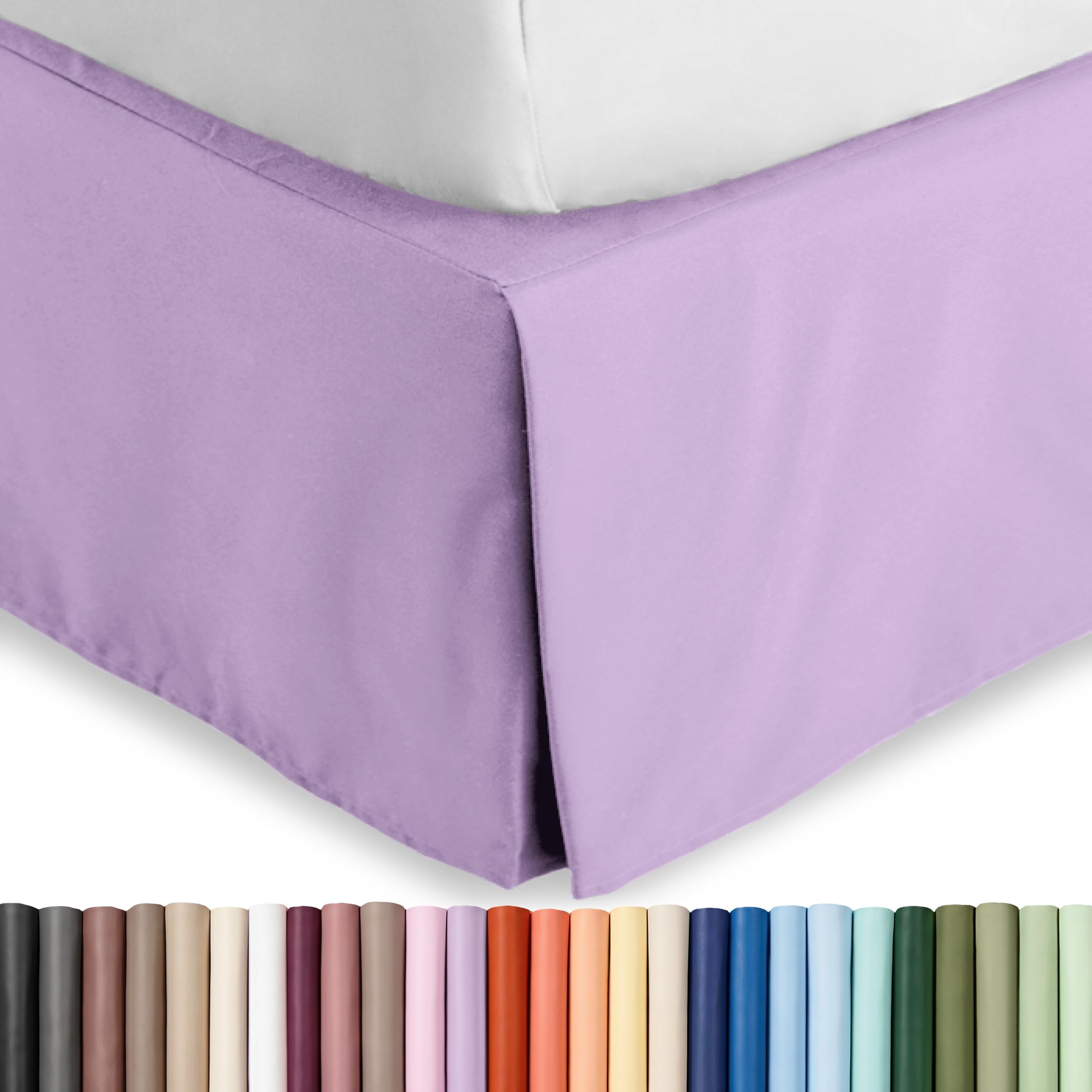 Bare Home Bed Skirt 15-Inch Drop 1800 Ultra-Soft (Twin, Lavender)