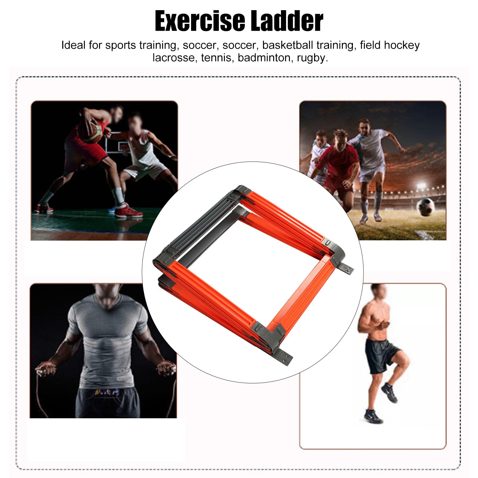 Drabina do zwinności Vomeko Drabina do szybkiego treningu, do piłki nożnej Piłka nożna Boks Footwork Fitness sportowy Drabina treningowa z torbą do noszenia