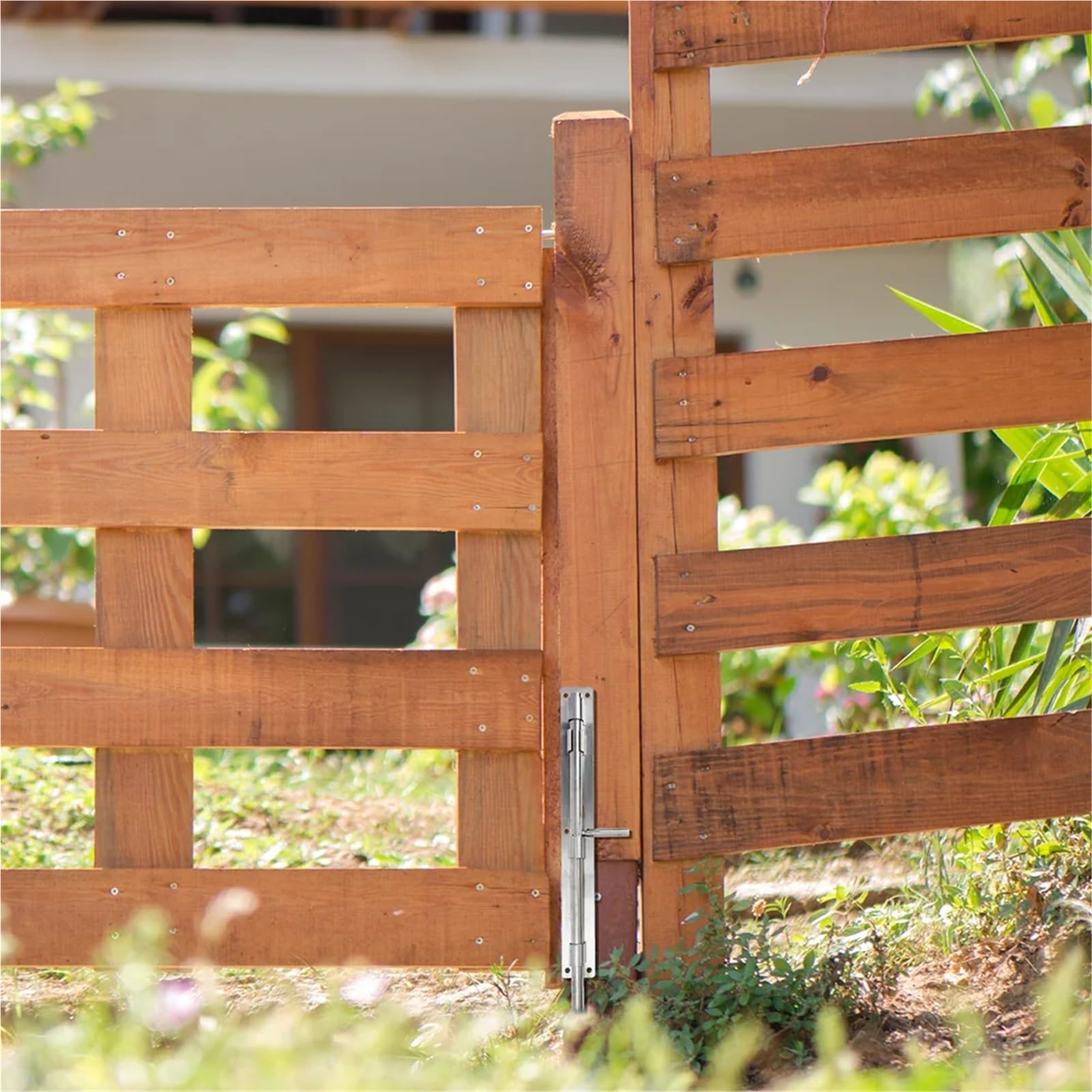 Loquet à pêne coulissant 38,5 cm Serrure de porte Verrou en acier inoxydable coulissante sécurité Pour Maison