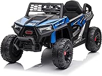 TOBBI 12V Kids Ride On Truck - Electric Off-Road UTV for Ages 3-6, 25W Dual Motors, Safety Belt, Music, LED Lights, Blue