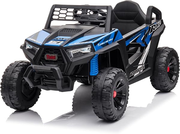 TOBBI 12V Kids Ride on Car, Electric Off-Road UTV Truck with Forward and Reverse Functions, Double Open Doors, Safety Be