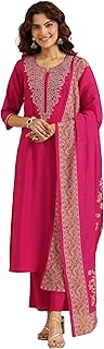 Libas Yoke Design Rayon Straight Kurta With Trousers and Dupatta