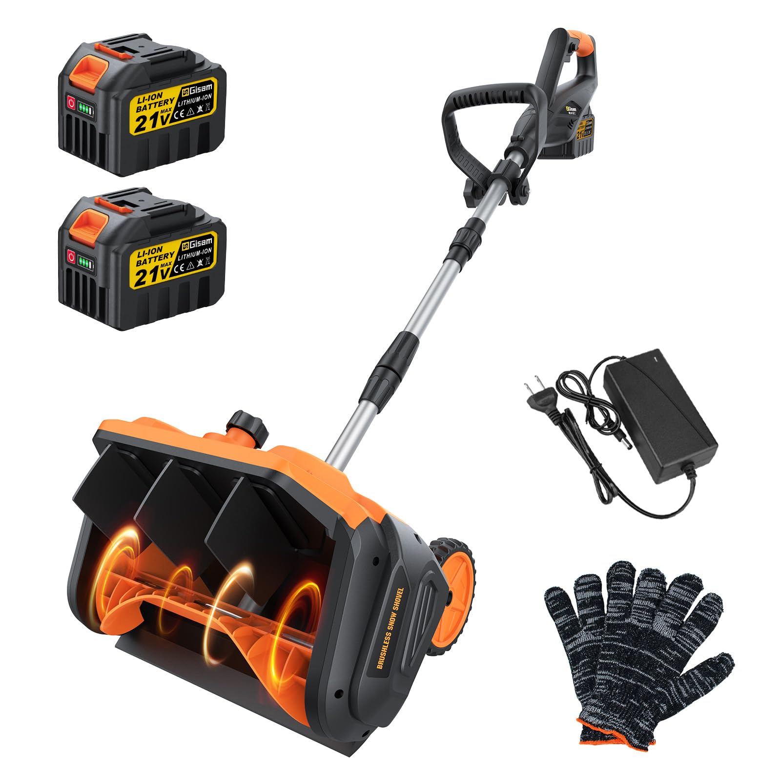 cordless snow shovel, 3500w battery snow blower with dual 6.0ah anti-freeze batteries & base plate, 25.6ft throw, 13inx7in brushless snow shovel with wheels for driveway sidewalk snow removal