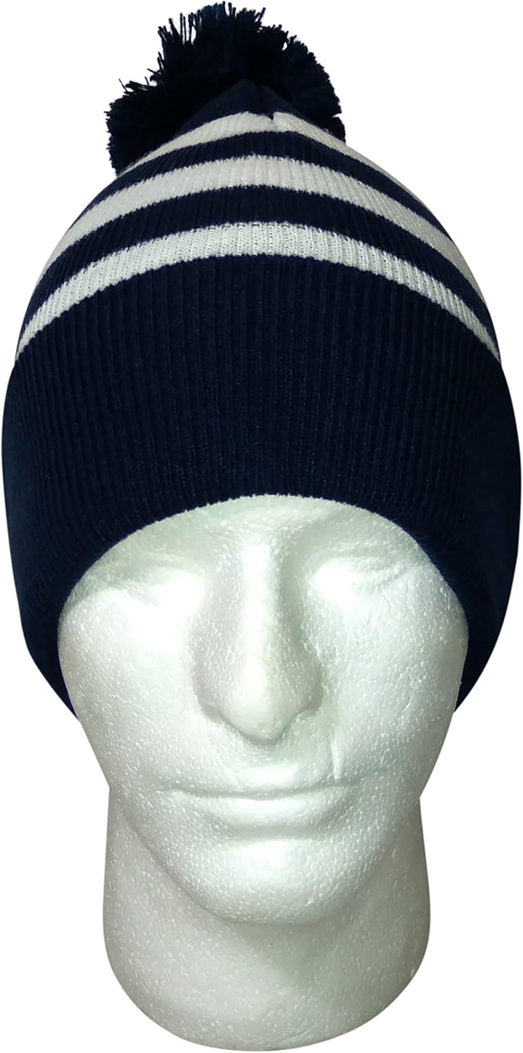 COUVER Striped Knit Warm Beanie with or Without Pom Pom Winter Hats - Image 7