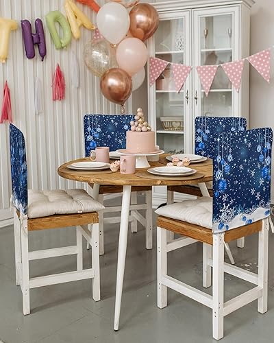 Miniatura 3 de AMZRicher Paquete de 4 fundas de respaldo de bolas de Navidad para sillas de comedor, lavables, extraíbles y lavables, protector de silla para boda,