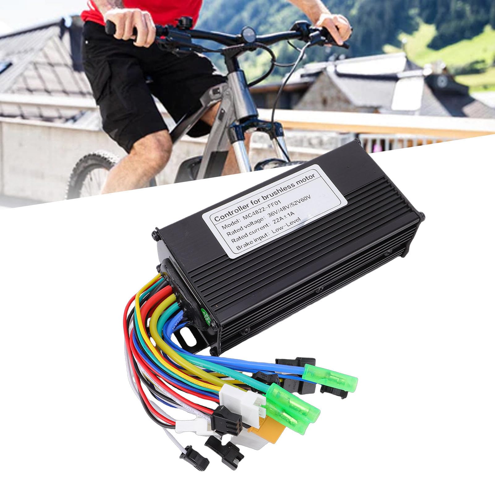 Luocute Contrôleur de Moteur sans Balais pour Vélo électrique, 22 A, 24 V, 36 V, 48 V, 3 Modes, Contrôleur de Moteur sans Balais avec Ligne Lumineuse, Accessoires de Scooter pour Moteur
