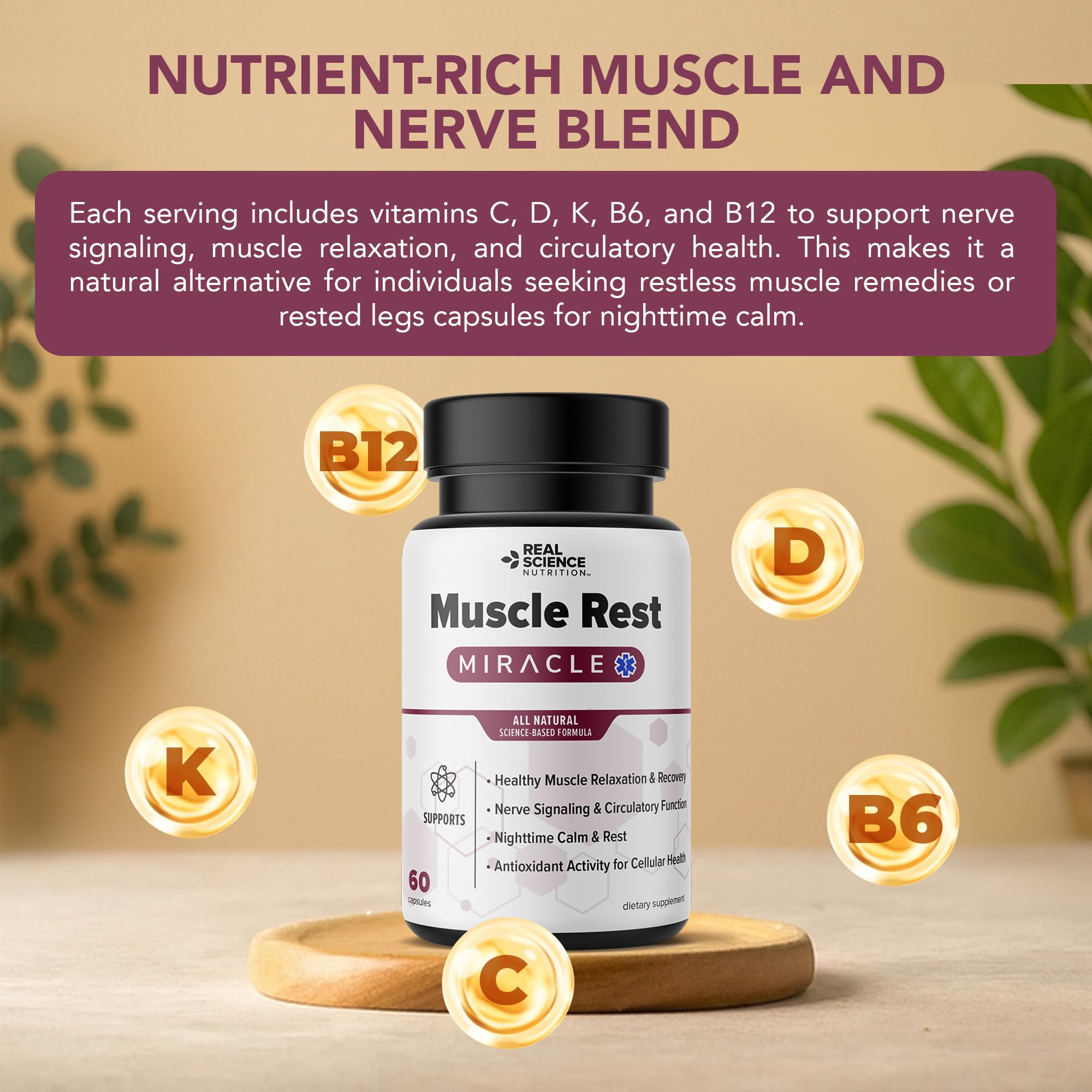 Real Science Muscle Rest – Natural Muscle Relaxer Capsules for Post-Exercise Recovery & Relaxation – with Vinitrox & GABA for Circulation, Oxygen Delivery & Nerve Support, Made in USA, 60 Capsules — Amazon image 5