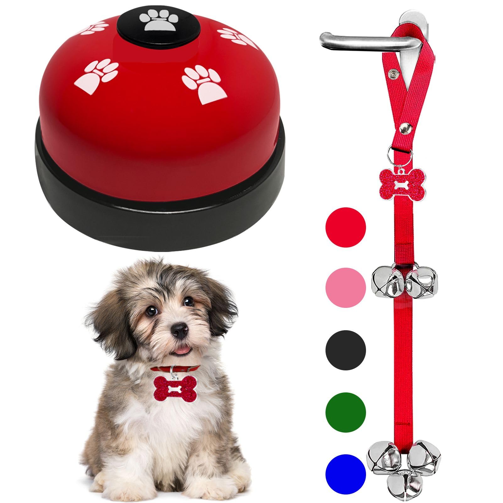 KEXIAVA 2 Pcs Dog Bells Toilet Training Dog Doorbell Dog Training Bell for Puppy Potty Adjustable Strap Dog Door Bell and Communication Device Dog Bell Cat Puppy Interactive Bell (Red)