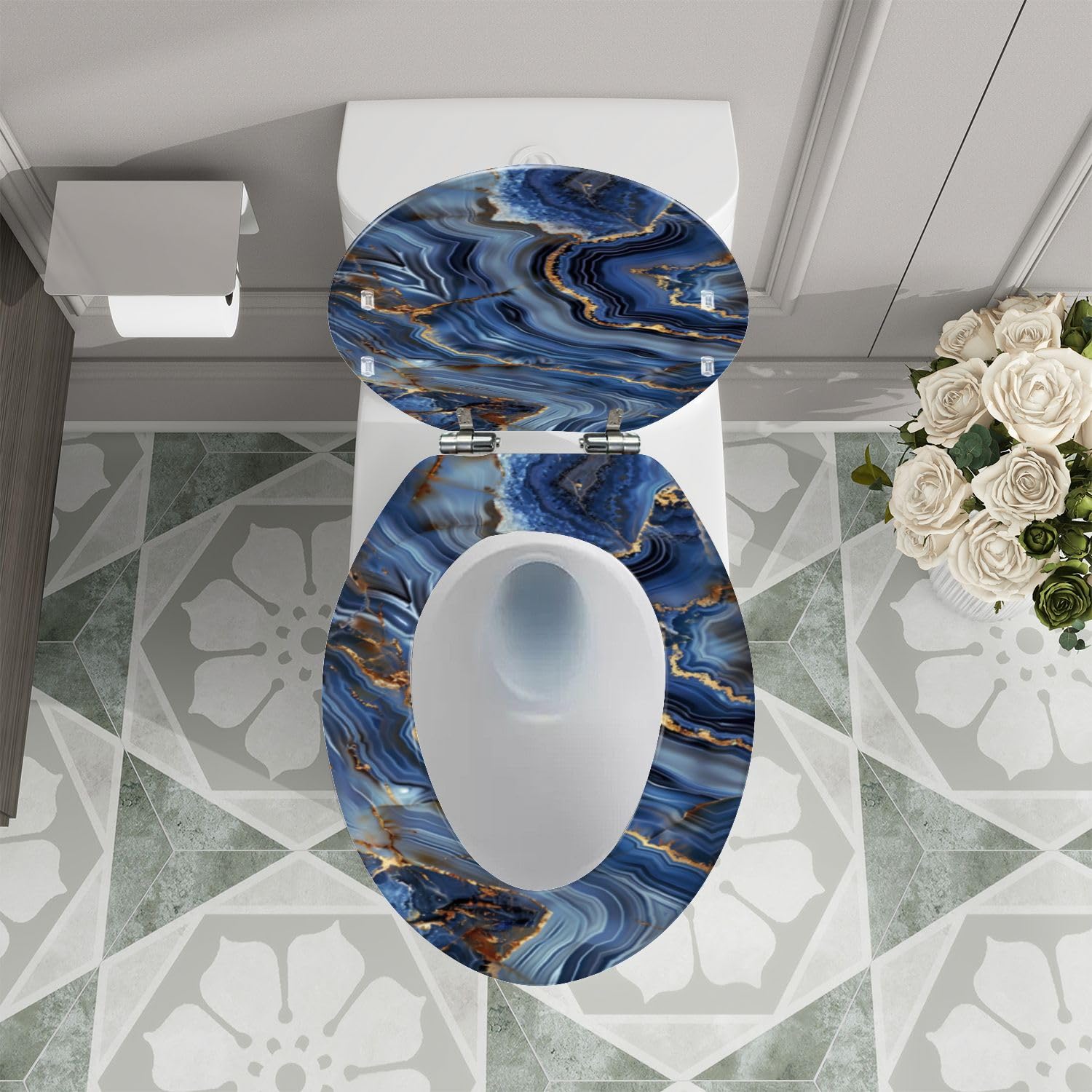 Asiento de inodoro alargado para baño
