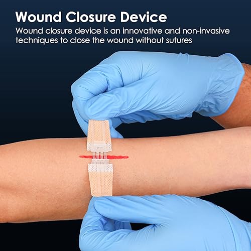 Miniatura 5 de Tira de cierre de heridas, kit de primeros auxilios estéril, sin sutura con cremallera y puntada, dispositivo adhesivo de emergencia para heridas