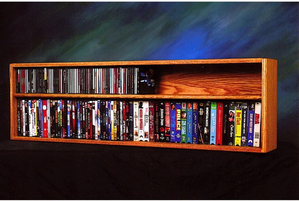 Wood Shed Solid Oak Wall or Shelf Mount for CD and DVD/VHS Tape/Book Cabinet Honey Oak