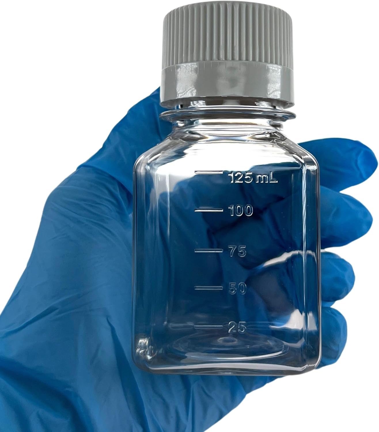 EISCO - Pack of 24, 125mL PETG Media Bottles with HDPE Caps, Non-Sterile, Square, Leakproof, Tamper-Evident, Laboratory-Grade, Ideal for Lab Reagents, Buffers & Biopharmaceutical Processing