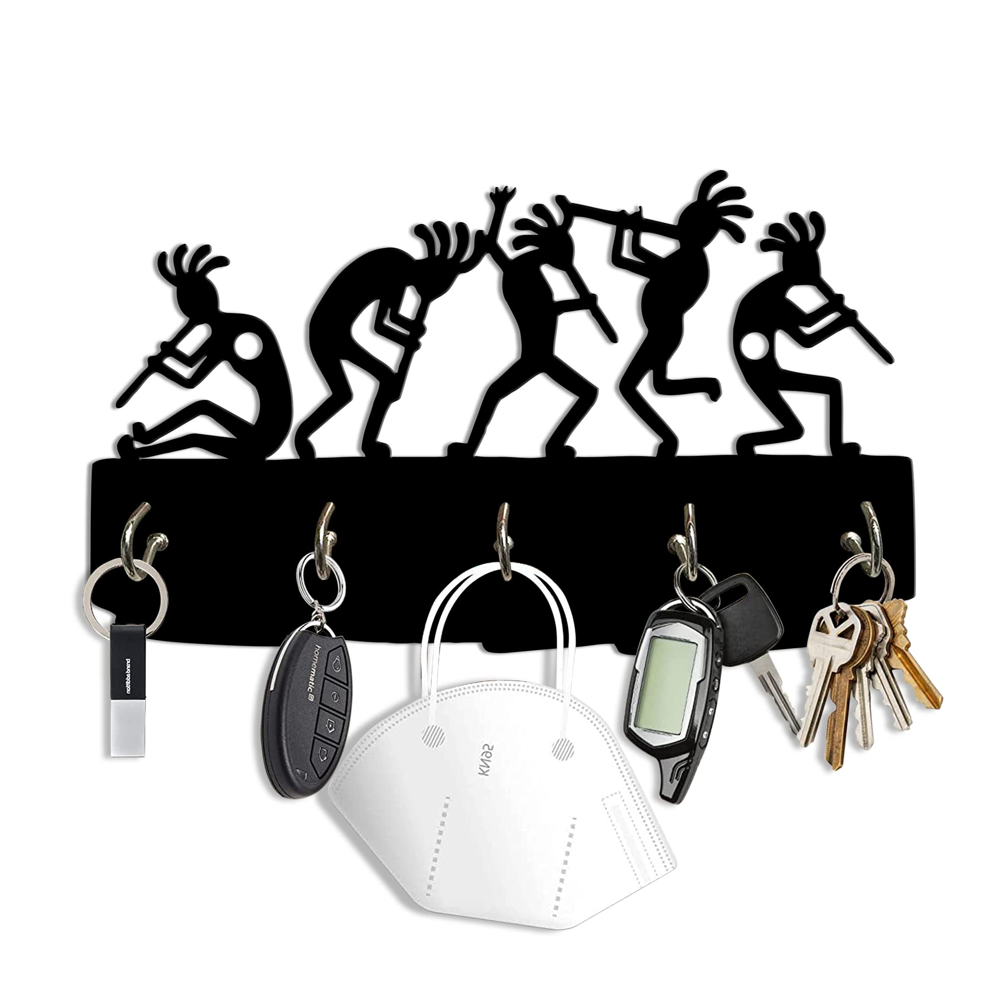 Artvibes Unique Stylish Wooden Key Holder for Wall Decor with Stylish Stainless Steel 5 Hooks Beautiful Key Organizer for Home Decoration(KH_813), Black (B09P41GKT1) Amazon Price History, Amazon Price Tracker
