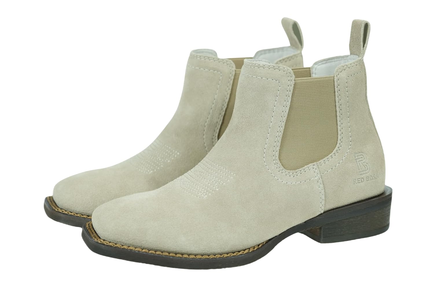 REDBOSS Womens Cowboy Boots Square Toe 5in Western Chelsea Ankle Leather Boots Slip-on Chukka Casual Dress Work Classic