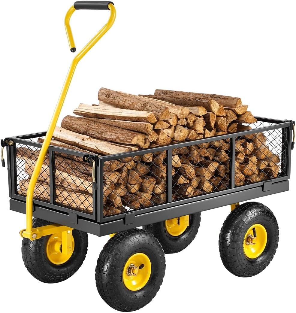 Steel Garden Cart 500lb Capacity Heavy Duty Yard Wagon Utility Cart 10in Tires