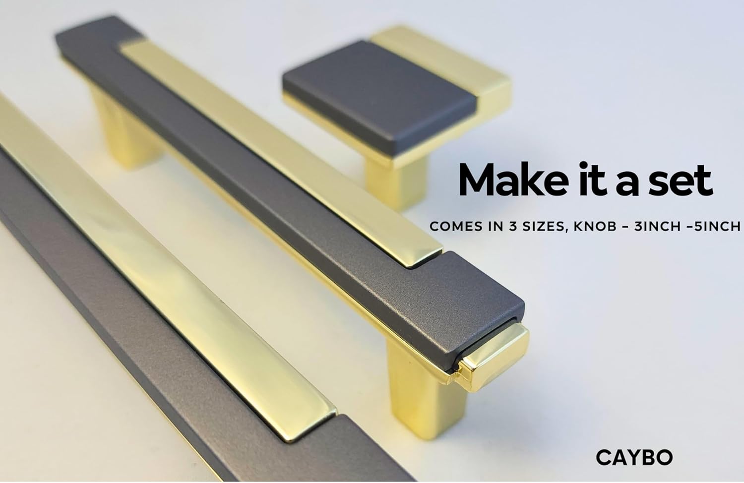 CAYBO 5インチ(128mm) ゴールド引き出しとキャビネットハンドルセット ユニークでモダンなキッチンキャビネットの取っ手とハ